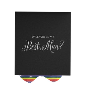 Will You Be My Best man? Proposal Box black - No Border - Rainbow Ribbon