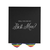 Will You Be My Best man? Proposal Box black - No Border - Rainbow Ribbon