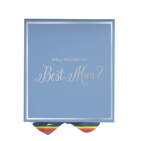 Will You Be My Best man? Proposal Box light blue -  Border - Rainbow Ribbon