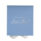 Will You Be My Best man? Proposal Box Light Blue w/ white Bow- No Border