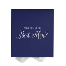 Will You Be My Best man? Proposal Box Navy w/ White Bow - No Border