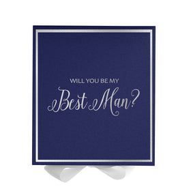 Will You Be My Best man? Proposal Box Navy w/ White Bow -  Border