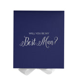 Will You Be My Best man? Proposal Box Navy w/ White Bow - No Border