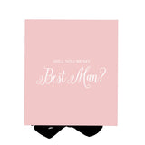 Will You Be My Best man? Proposal Box Pink w/ Black Bow - No Border