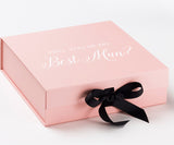 Will You Be My Best man? Proposal Box Pink w/ Black Bow - No Border