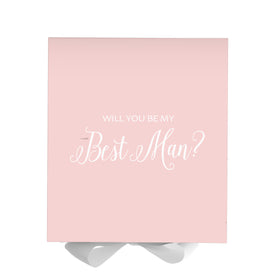 Will You Be My Best man? Proposal Box Pink w/ White Bow - No Border