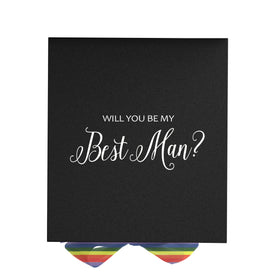 Will You Be My Best man? Proposal Box black - No Border - Rainbow Ribbon