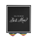 Will You Be My Best man? Proposal Box black -  Border - Rainbow Ribbon