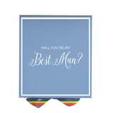 Will You Be My Best man? Proposal Box light blue -  Border - Rainbow Ribbon