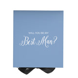 Will You Be My Best man? Proposal Box Light Blue w/ Black Bow- No Border