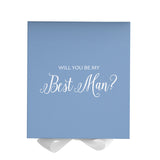 Will You Be My Best man? Proposal Box Light Blue w/ white Bow- No Border