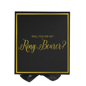 Will You Be My Ring Bearer? Proposal Box black -  Border