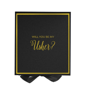 Will You Be My Usher? Proposal Box black -  Border