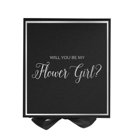 Will You Be My Flower Girl? Proposal Box black -  Border