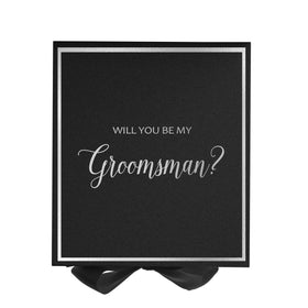 Will You Be My groomsman? Proposal Box black -  Border