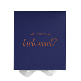 Will You Be My bridesmaid? Proposal Box Navy w/ White Bow - No Border