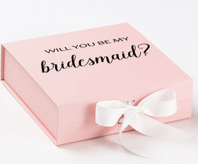 Will You Be My bridesmaid? Proposal Box Pink w/ White Bow - No Border