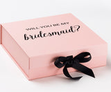 Will You Be My bridesmaid? Proposal Box Pink w/ Black Bow - No Border