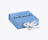 Will You Be My bridesmaid? Proposal Box Light Blue w/ white Bow- No Border