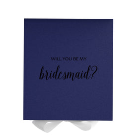 Will You Be My bridesmaid? Proposal Box Navy w/ White Bow - No Border