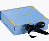 Will You Be My bridesmaid? Proposal Box Light Blue w/ Black Bow-  Border