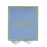 Will You Be My bridesmaid? Proposal Box Light Blue w/ white Bow-  Border