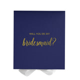 Will You Be My bridesmaid? Proposal Box Navy w/ White Bow - No Border