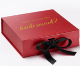 Will You Be My bridesmaid? Proposal Box Red - Black Bow No Border