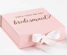 Will You Be My bridesmaid? Proposal Box Pink w/ White Bow - No Border