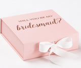 Will You Be My bridesmaid? Proposal Box Pink w/ White Bow - No Border