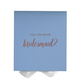 Will You Be My bridesmaid? Proposal Box Light Blue w/ white Bow- No Border