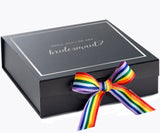 Will You Be My bridesmaid? Proposal Box black -  Border - Rainbow Ribbon