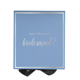 Will You Be My bridesmaid? Proposal Box Light Blue w/ Black Bow-  Border