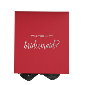 Will You Be My bridesmaid? Proposal Box Red - Black Bow No Border