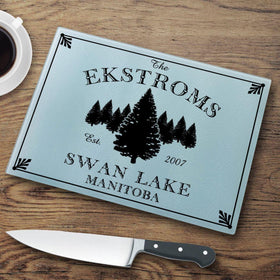 Personalized Cutting Boards - Glass - Cabin Decor - Cabin Series