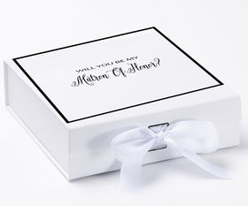 Will You Be My Matron of Honor? Proposal Box White -  Border