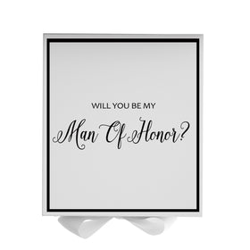 Will You Be My Man of Honor? Proposal Box White -  Border