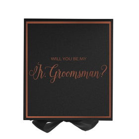 Will You Be My jr groomsman? Proposal Box black -  Border