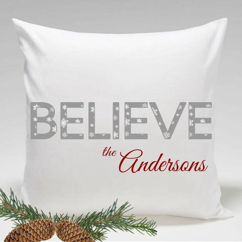 Personalized Holiday Throw Pillows - Believe