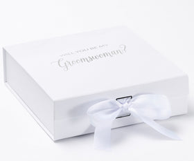 Will You Be My groomswoman? Proposal Box White - No Border