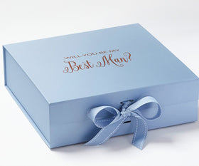 Will You Be My Best man? Proposal Box Light Blue - light blue bow - No Border