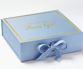 Will You Be My Flower Girl? Proposal Box Light Blue -  Border