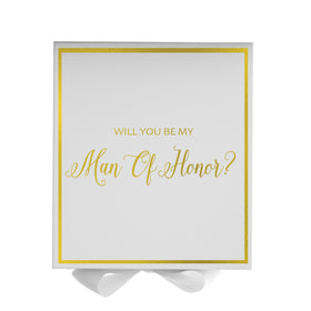 Will You Be My Man of Honor? Proposal Box White -  Border