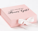 Will You Be My Flower Girl? Proposal Box Pink w/ White Bow - No Border