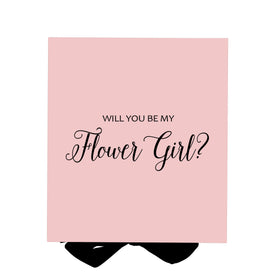 Will You Be My Flower Girl? Proposal Box Pink w/ Black Bow - No Border