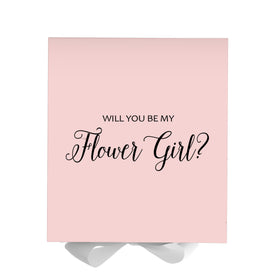 Will You Be My Flower Girl? Proposal Box Pink w/ White Bow - No Border