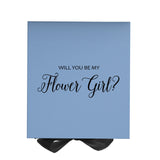 Will You Be My Flower Girl? Proposal Box Light Blue w/ Black Bow- No Border