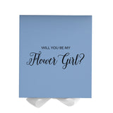 Will You Be My Flower Girl? Proposal Box Light Blue w/ white Bow- No Border