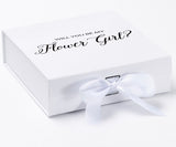 Will You Be My Flower Girl? Proposal Box White - No Border