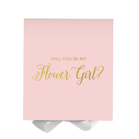 Will You Be My Flower Girl? Proposal Box Pink w/ White Bow - No Border